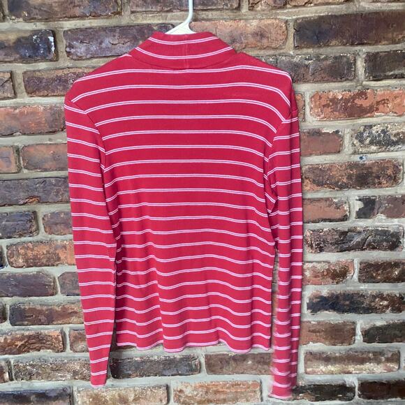 The Limited American Red White Striped Ribbed Knit Turtleneck Sweater Size Large - Picture 5 of 5